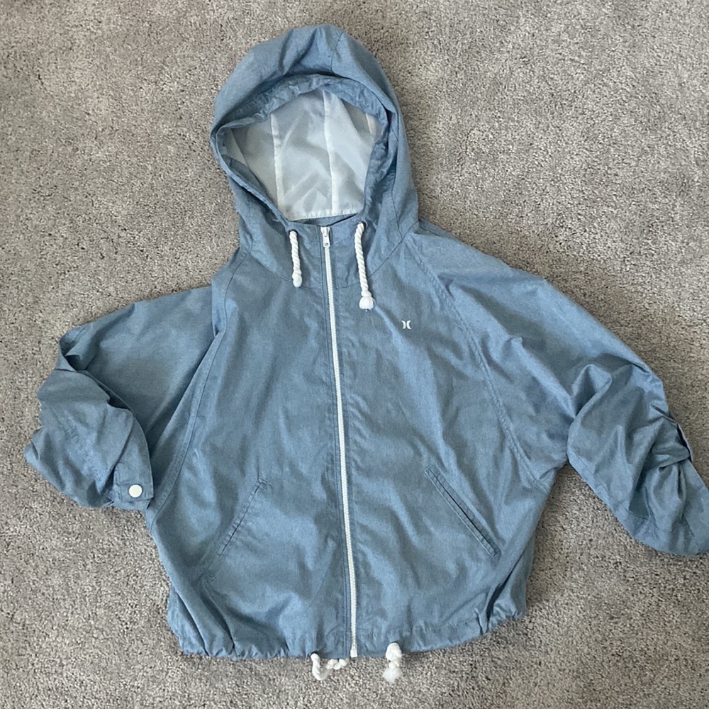 Hurley Light Blue 3/4 Sleeve Windbreaker Zip-Up